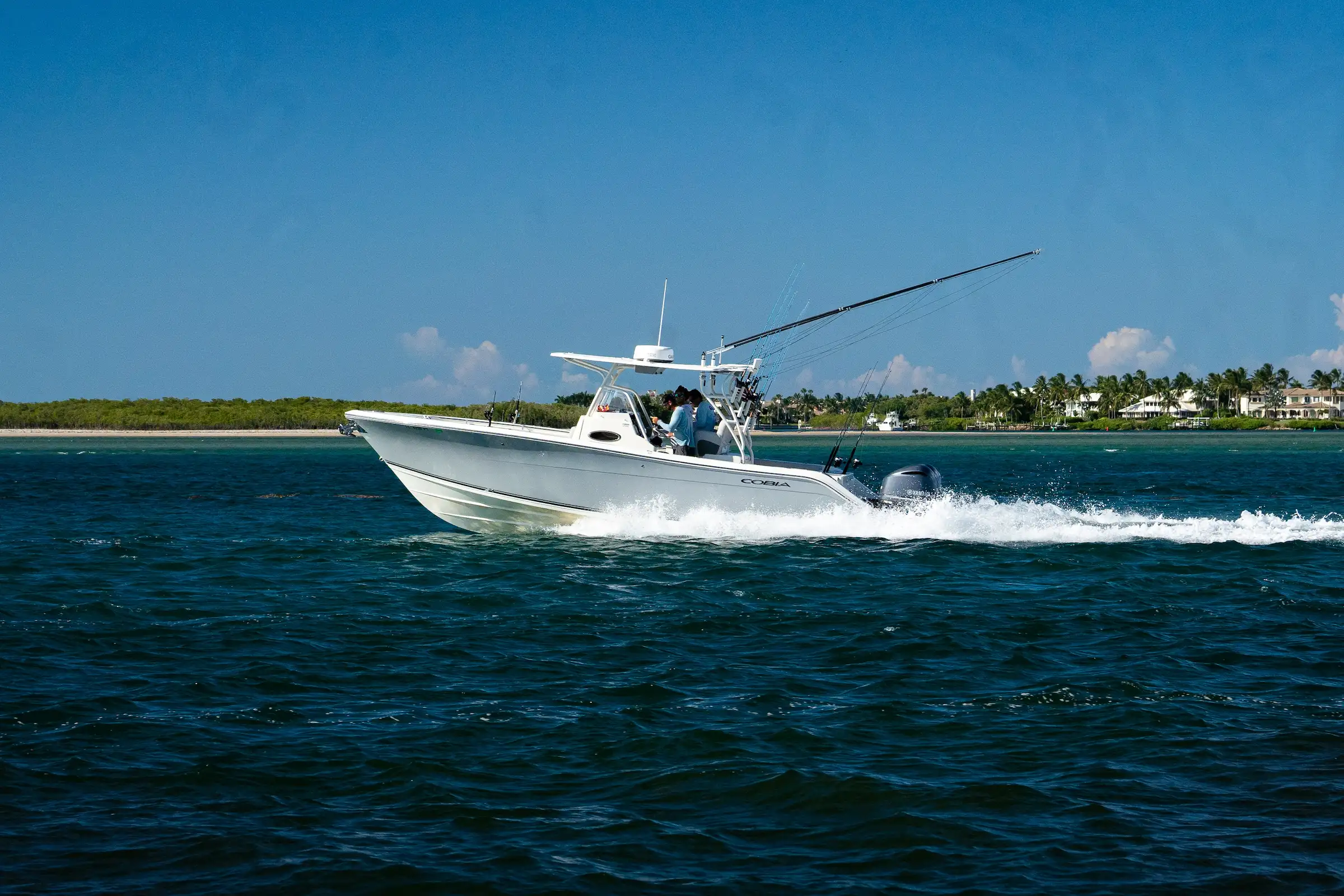 Small boat driving in the water